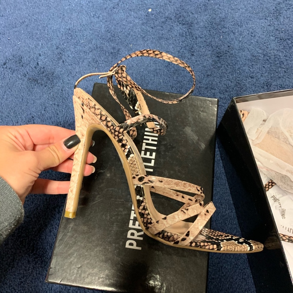 PLT snake print heels